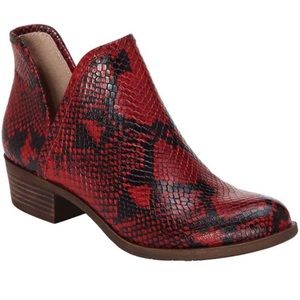Red Snakeskin Booties